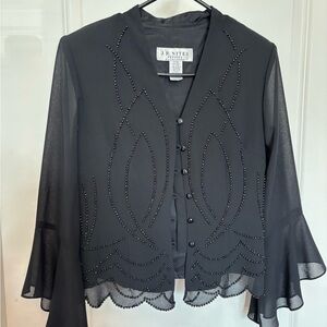 J R NITES VINTAGE Black Beaded Women's Blouse